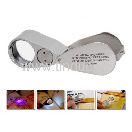 Kính lúp cầm tay có đèn TERINO 40x LED-UV (soi tiền, soi đá quý) - Hàng chính hãng