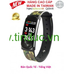 Vòng tay theo dõi sức khỏe, đo nhịp tim cao cấp Q-Band Q69HR New - Dây màu xanh ngụy trang