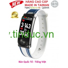 Vòng tay theo dõi sức khỏe, đo nhịp tim cao cấp Q-Band Q69HR New - Dây màu xanh trắng