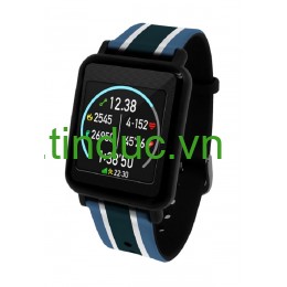 Đồng hồ thông minh theo dõi sức khỏe, đo nhịp tim cao cấp QWatch Q82 (Made in Taiwan) - Dây Xanh Trắng