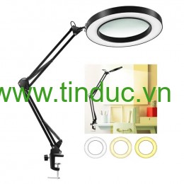 Kính lúp gắn bàn có đèn TERINO DE-5XB (phóng đại 5X, Led, màu đen) - Hàng chính hãng