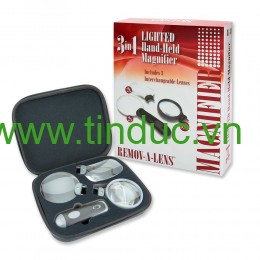 Bộ kính lúp cầm tay có đèn LED 3 trong 1 Carson Remov-A-Lens™ RL-30 (3 mắt kính tháo lắp 3,5x/2x/2x) (Hãng Carson - Mỹ)