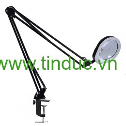Kính lúp công nghiệp gắn bàn có đèn TERINO DE-27B (phóng đại 10X và 20X, Led, màu đen) - Hàng chính hãng