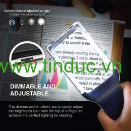 Kính lúp cầm tay đọc sách cao cấp Magnipros ED-12 (phóng đại 6x, 10 đèn LED chống chói, điều chỉnh độ sáng) (Hãng MagniPros- Mỹ)