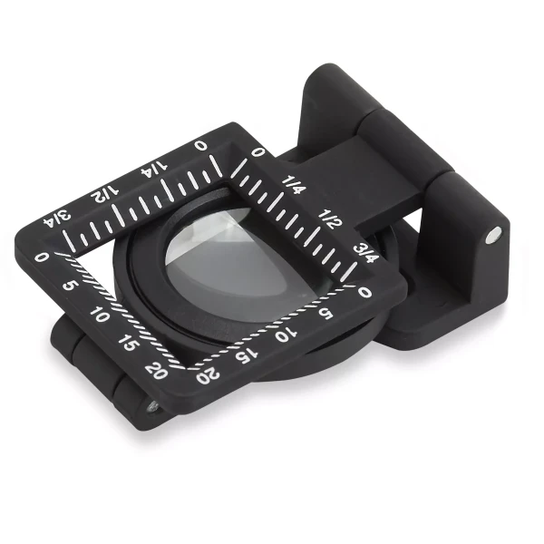 Kính lúp gập Metal LinenTest™ 6.5x20mm có đèn LED và thước đo-Hàng chính hãng