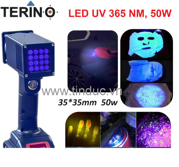 Đèn pin UV công nghiệp cầm tay công suất cao TERINO CP50W-UV (50W, 365nm, kiểm tra sơn xe ô tô, sấy khô Sơn UV, keo UV) – Hàng chính hãng