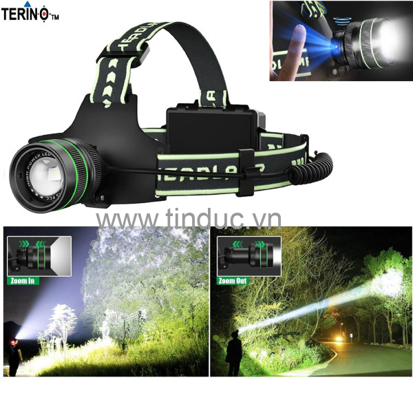 Đèn pin sạc choàng đầu siêu sáng TERINO K75A (công suất lớn 60W, LED, Zoom, chống nước) - Hàng chính hãng