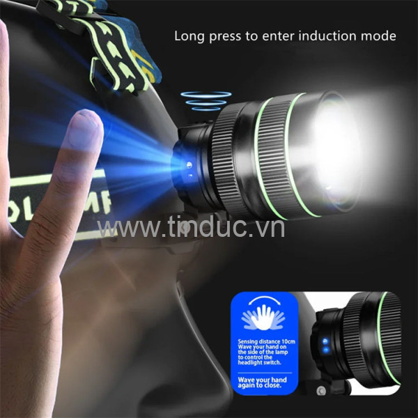 Đèn pin sạc choàng đầu siêu sáng TERINO K75A (60W LED, Zoom, chống nước) - Hàng chính hãng