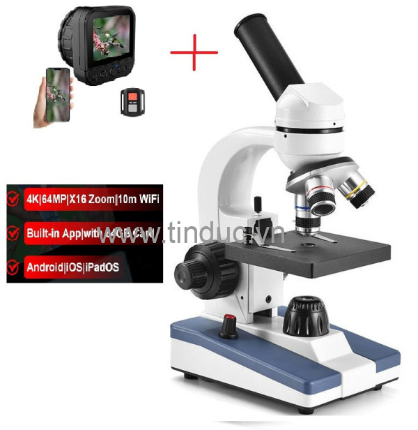 Kính hiển vi sinh học soi tinh trùng, tế bào Terino XW-001 Kèm Camera 4K WiFi kết nối điện thoai (phóng đại 40x-800x, Camera 4K WiFi)- Hàng chính hãng