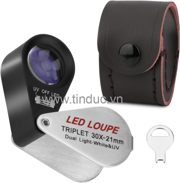 Kính lúp cầm tay có đèn chất lượng cao TERINO LH-3021-LED/UV (có đèn Led/UV, soi tiền, đá quý, chi tiết nhỏ) - Hàng chính hãng