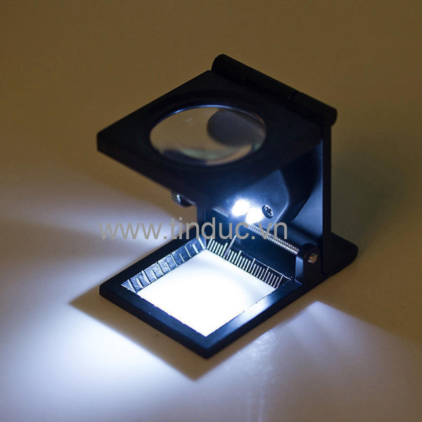Kính lúp kiểm tra sợi vải có thước đo Terino LH-10X-LED (Phóng đại 10x, đèn Led, khung kim loại) - Hàng chính hãng