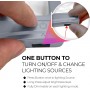 Kính lúp đọc sách cỡ lớn cao cấp Magnipros 1820GY+ST- FBA (5X, có đèn led 3 chế độ màu vô cấp để giảm mỏi mắt, có khung đỡ) (Hãng Magnipros- Mỹ) 5