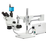 Kính hiển vi soi nổi 3 mắt AmScope SM-4  (phóng đại 7X–45X, kèm đèn vòng halogen 150W và giá đỡ tay đôi dạng boom) (Hãng AmScope - Mỹ) 6