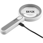 Kính lúp cầm tay đọc sách cao cấp Terino DE-18W (5x/12x, Pin sạc bên trong, màu trắng, có đèn led) - Hàng chính hãng 7